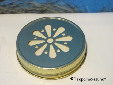 Preview: Retro Trinkglas - Ball Mason Glas 475 ml mit golden farbigen Deckel