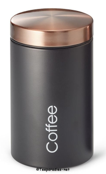 Coffee-Tin "Nassim" galvanized steel, round, slip lid matt with logo "Coffee", 270 g H 15.2 cm, Ø 7.4 cm