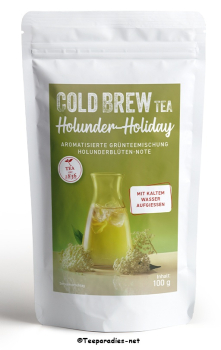 COLD BREW: 1836 Tea - Grünteemischung Holunder-Holiday [Holunderblüten-Note] aromatisierter Cold Brew Tüte à 100 g