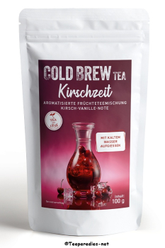 COLD BREW: 1836 Tea - Früchteteemischung Kirschzeit [Kirsch-Vanille-Note] aromatisierter Cold Brew Tüten à 100 g