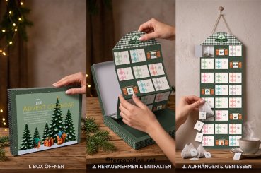 Preview: Tee-Adventskalender “24 Tees für deine Adventszeit” zum Aufklappen: