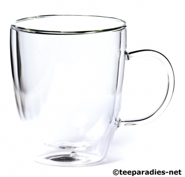 Doppelwandiges Teeglas mit Henkel 0,3l