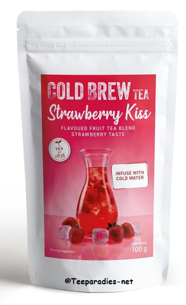 COLD BREW: 1836 Tea - Früchteteemischung Erdbeerkuss [Erdbeer-Note] aromatisierter Cold Brew Tüten à 100 g