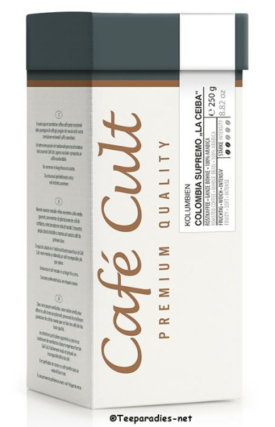 Café Cult: Coffee Colombia Supremo “La Ceiba” bag of 250 g, whole bean