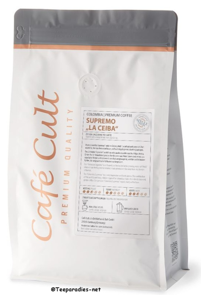 Café Cult: Coffee Colombia Supremo “La Ceiba” bag of 250 g, whole bean