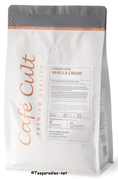 Cha Cult: Kaffee „Vanilla Cream“ in 250 g Tüte, ganze Bohne aromatisiert