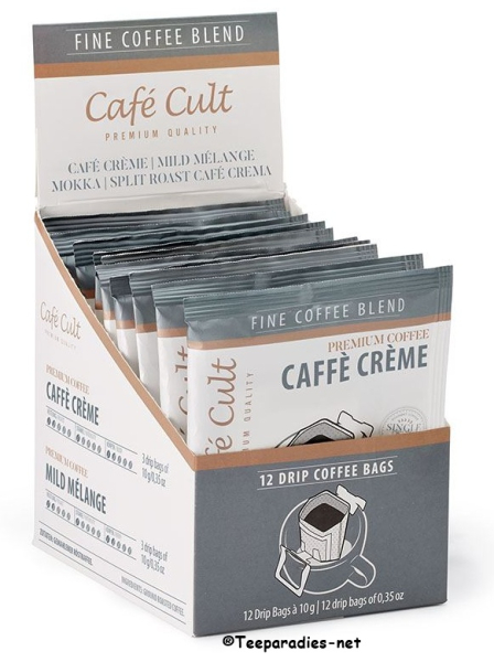 Café Cult: Mix Box Drip Coffee Bags Single Origin Coffee 4 varieties of 3 sachets of 10 g each = 120 g.