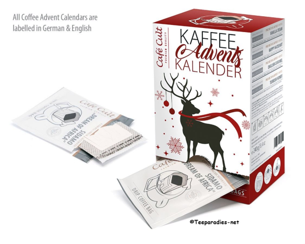 Kaffee-Adventskalender „Winter-Hirsch“ mit 24 Drip Coffee Bags 240 g.