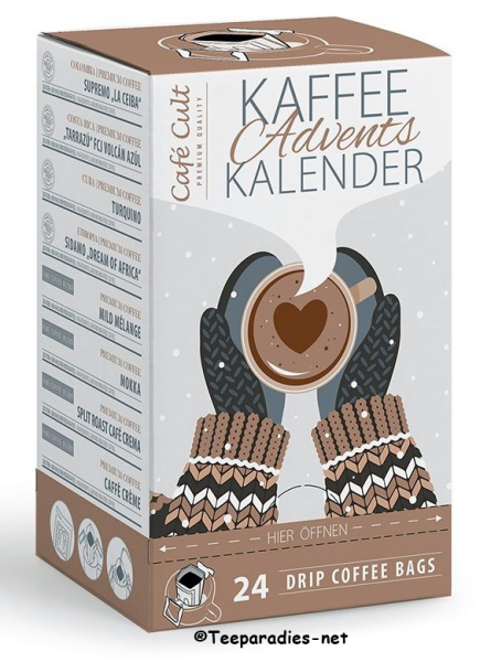 Kaffee-Adventskalender „Handwärmer“ mit 2026/2027 - 24 Drip Coffee Bags 240 g.