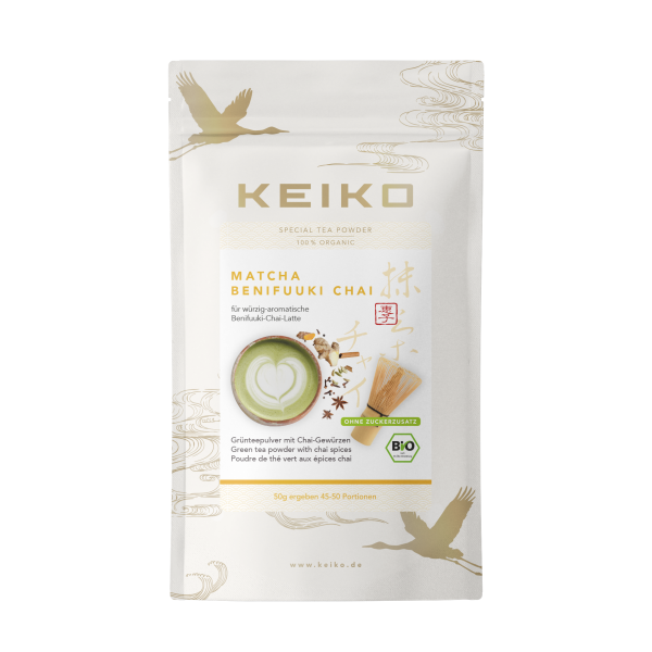 BIO: KEIKO Matcha Benifuuki Chai - Bio Grünteepulver mit Gewürzen 50 g.