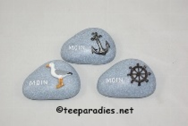 Steine „Moin“ 3fach sortiert ca. 4 x 4 x 2 cm Polystone - Set