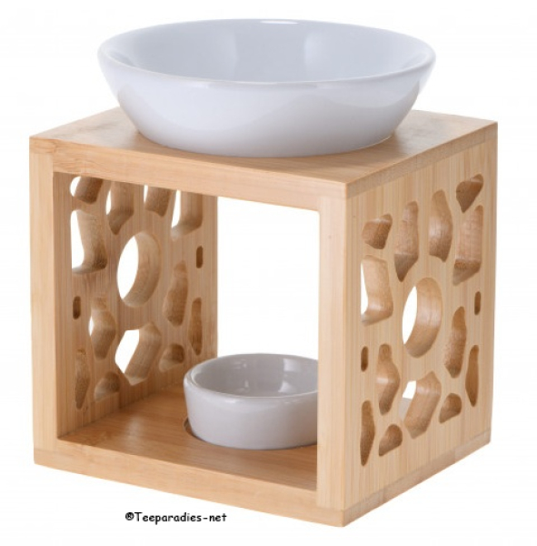 Duftlampe 'Oriental' aus Keramik/Bambus 12 x 10 x 14 cm