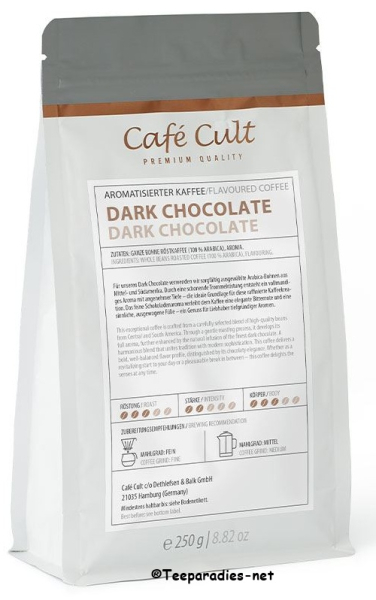 Cha Cult: Kaffee „Dark Chocolate" in 250 g Tüte, ganze Bohne aromatisiert