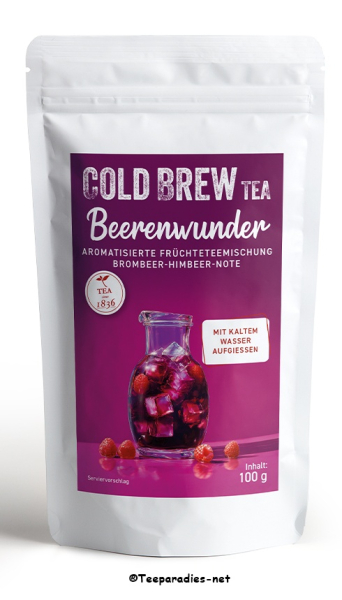 COLD BREW: 1836 Tea - Früchteteemischung Beerenwunder [Brombeer-Himbeer-Note] aromatisierter Cold Brew Tüte à 100 g