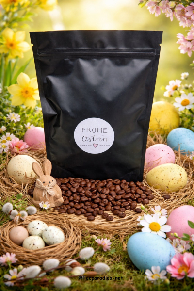 Kaffee Ostertütchen mit „Ostersticker Frohe Ostern“ 50 g. Aromatisierter Kaffee