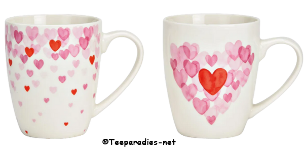 Porzellanbecher 'Hearts' 360 ml, 2-fach sort. (Set = 2 Becher)