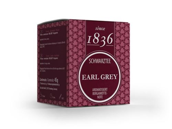1836 Schwarzteemischung: Earl Grey Bergamotte Note aromatisiert since 1836 – 45 g.