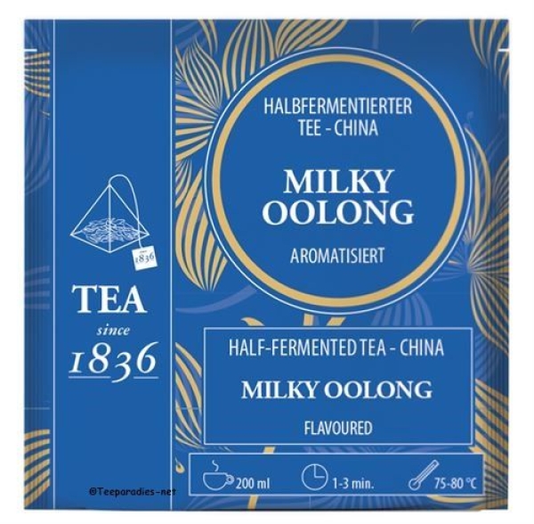 1836: Halbfermentierter Tee China Milky Oolong aromatisiert 50 Pyramidenbeutel im Sachet à 3 g.