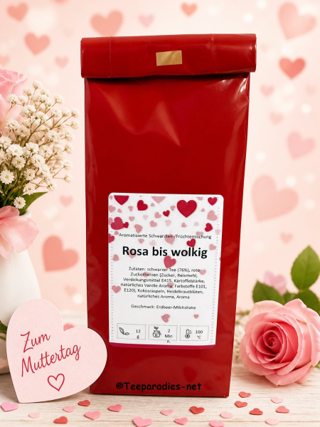 Rosa bis wolkig (Aromatisierte Schwarztee-/Früchtemischung) tolle Geschenkidee zum Muttertag oder Vatertag
