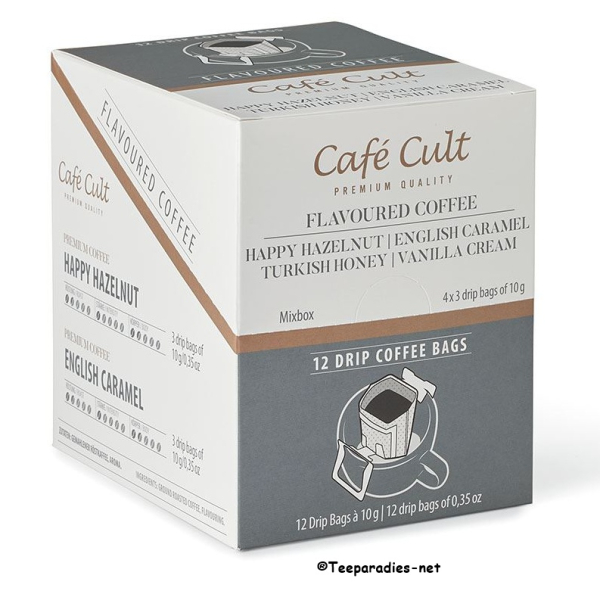 Café Cult: Mix Box Drip Coffee Bags Aromatisierter Kaffee 4 Sorten je 3 Sachets à 10 g = 120 g.