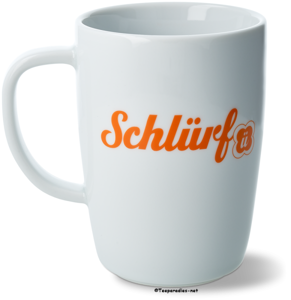 1 x Schlürf-Teebecher weiß mit 3 Logos 350 ml