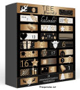 XL Tee Adventskalender „Goldene Weihnachten“ mit 24 Pyramidenbeuteln einzeln im Sachets verpackt Format 370 x 92 x 410 mm mit Türchen 70 g.