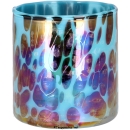 Glas Windlicht "Point blau"